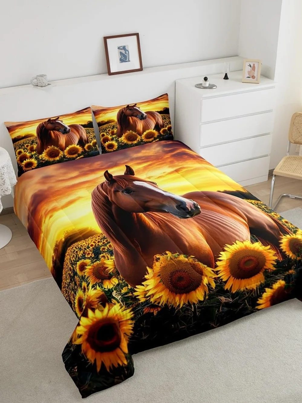 Rustic Horse & Sunflower Themed Comforter Set - (3 Pieces) Full Size